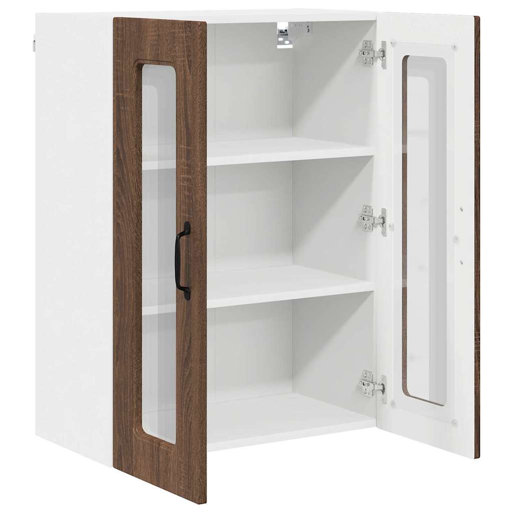 vidaXL Κρεμαστό ντουλάπι κουζίνας με ράφι Καφέ δρυς 60 x 31 x 80 εκ.