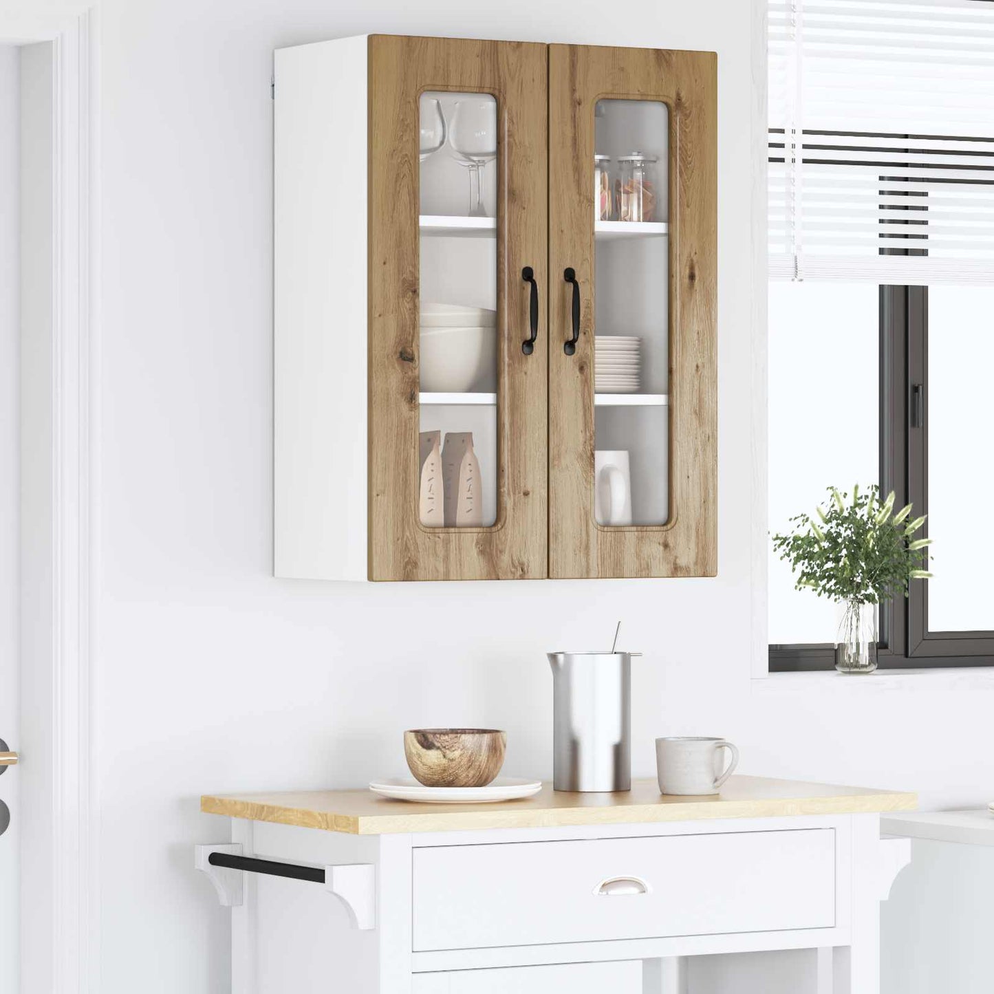 vidaXL Κρεμαστό ντουλάπι κουζίνας με ράφι Artisan Oak 60 x 31 x 80 εκ.