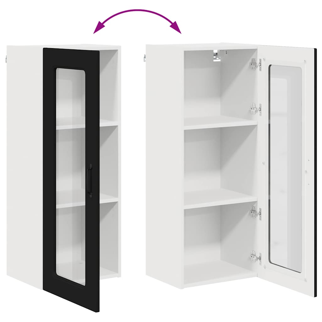 vidaXL Κρεμαστό ντουλάπι κουζίνας με ράφι Μαύρο 40 x 31 x 100 εκ.