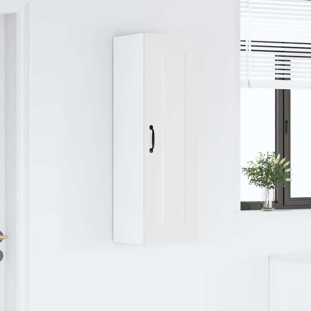 vidaXL Κρεμαστό ντουλάπι κουζίνας με ράφι Υψηλής γυαλάδας λευκό