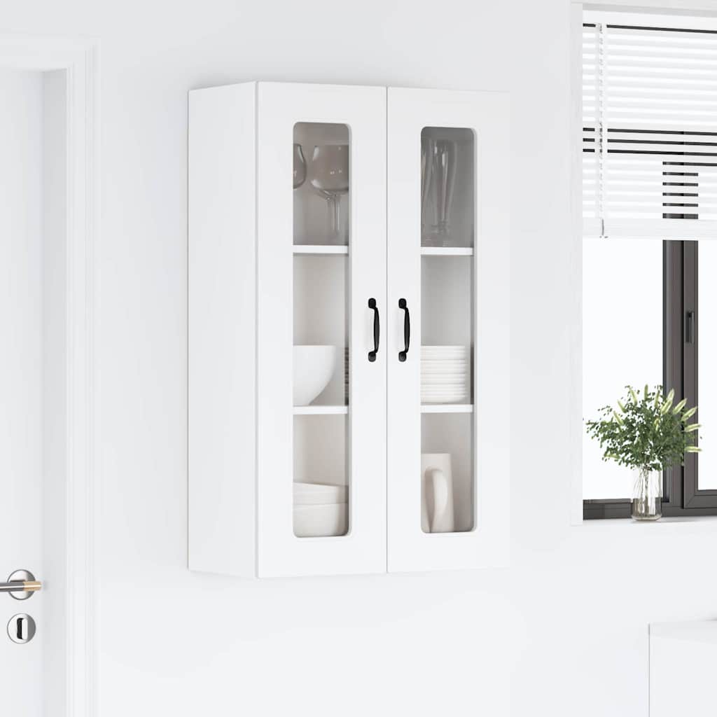 vidaXL Κρεμαστό ντουλάπι κουζίνας με ράφι Υψηλής γυαλάδας λευκό