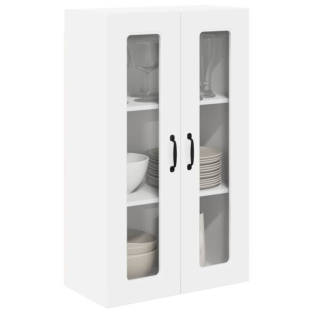 vidaXL Κρεμαστό ντουλάπι κουζίνας με ράφι Υψηλής γυαλάδας λευκό