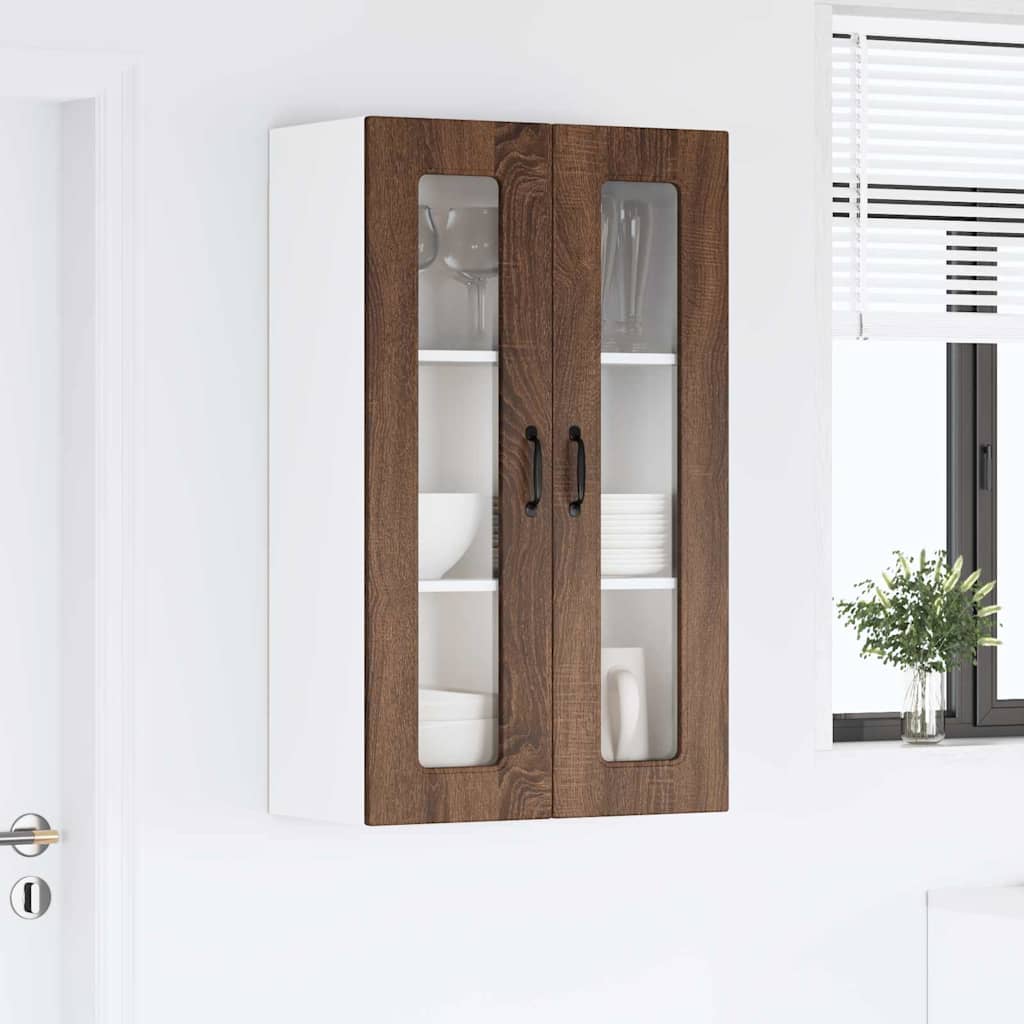 vidaXL Κρεμαστό ντουλάπι κουζίνας με ράφι Καφέ δρυς 60 x 31 x 100 εκ.