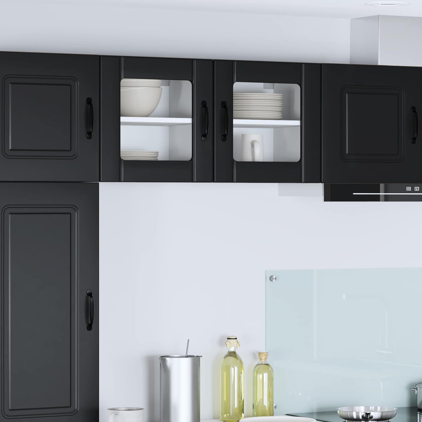 vidaXL Κρεμαστό ντουλάπι κουζίνας με ράφι 2 pcs Μαύρο 40 x 31 x 40 εκ.