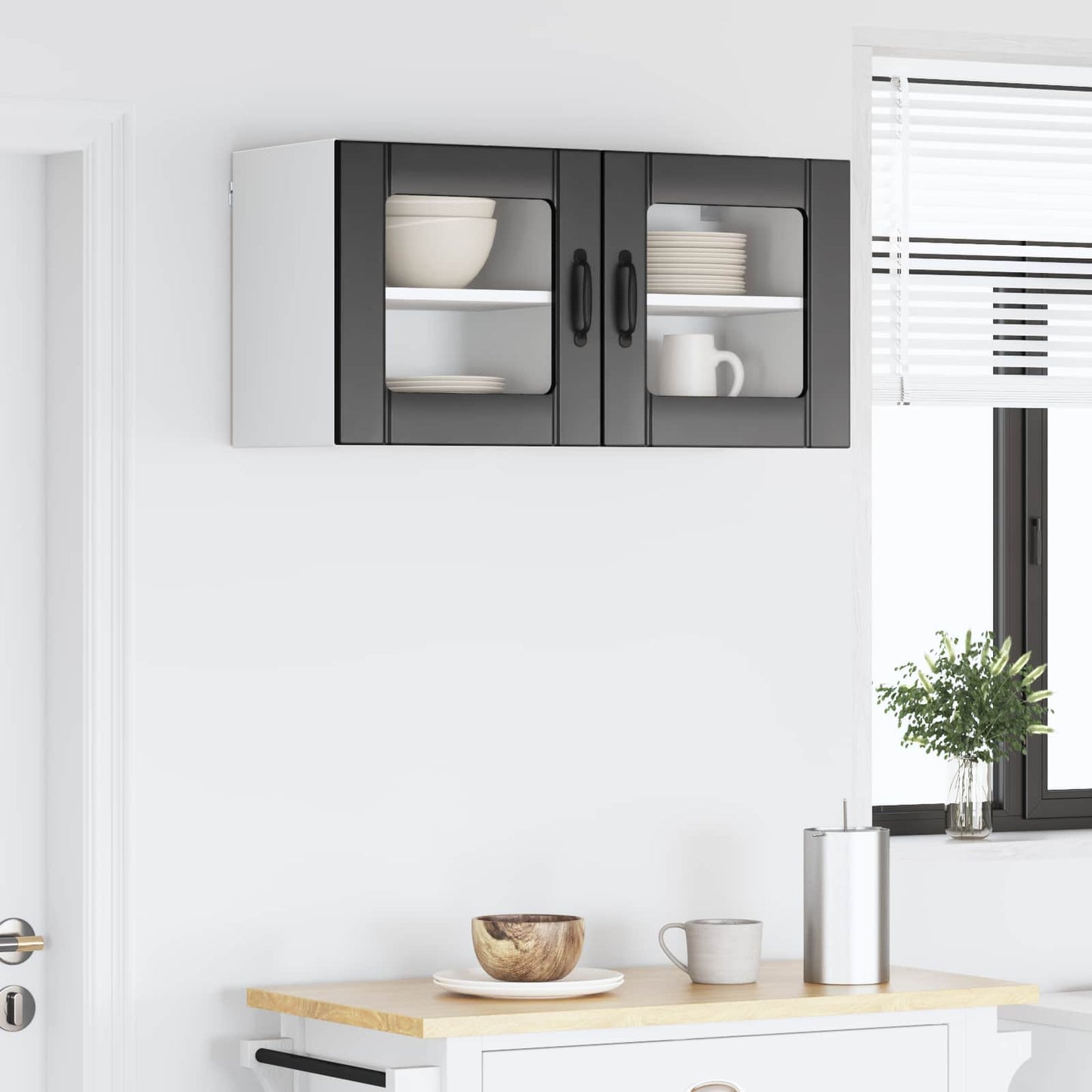 vidaXL Κρεμαστό ντουλάπι κουζίνας με ράφι 2 pcs Μαύρο 40 x 31 x 40 εκ.