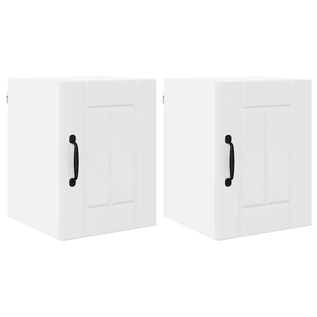 vidaXL Κρεμαστό ντουλάπι κουζίνας με ράφι 2 pcs Υψηλής γυαλάδας λευκό