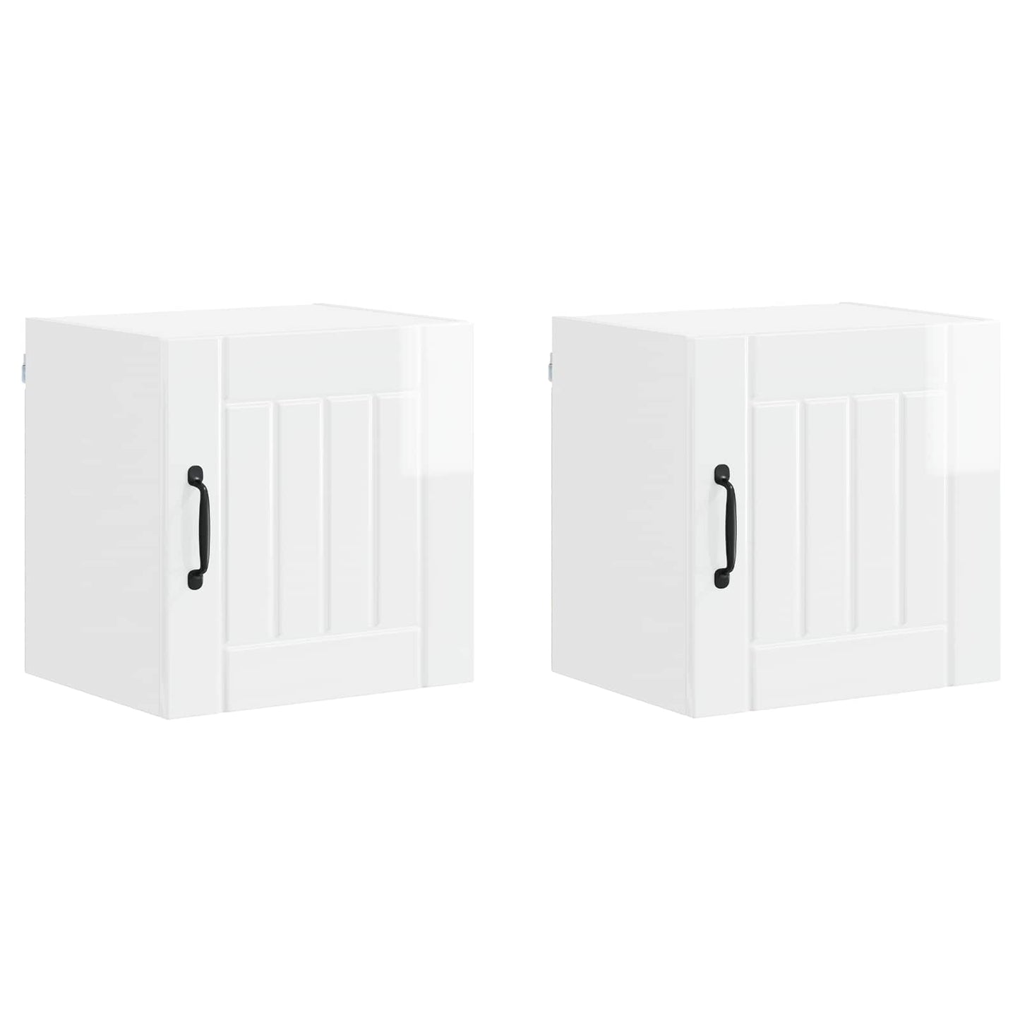 vidaXL Κρεμαστό ντουλάπι κουζίνας με ράφι 2 pcs Υψηλής γυαλάδας λευκό