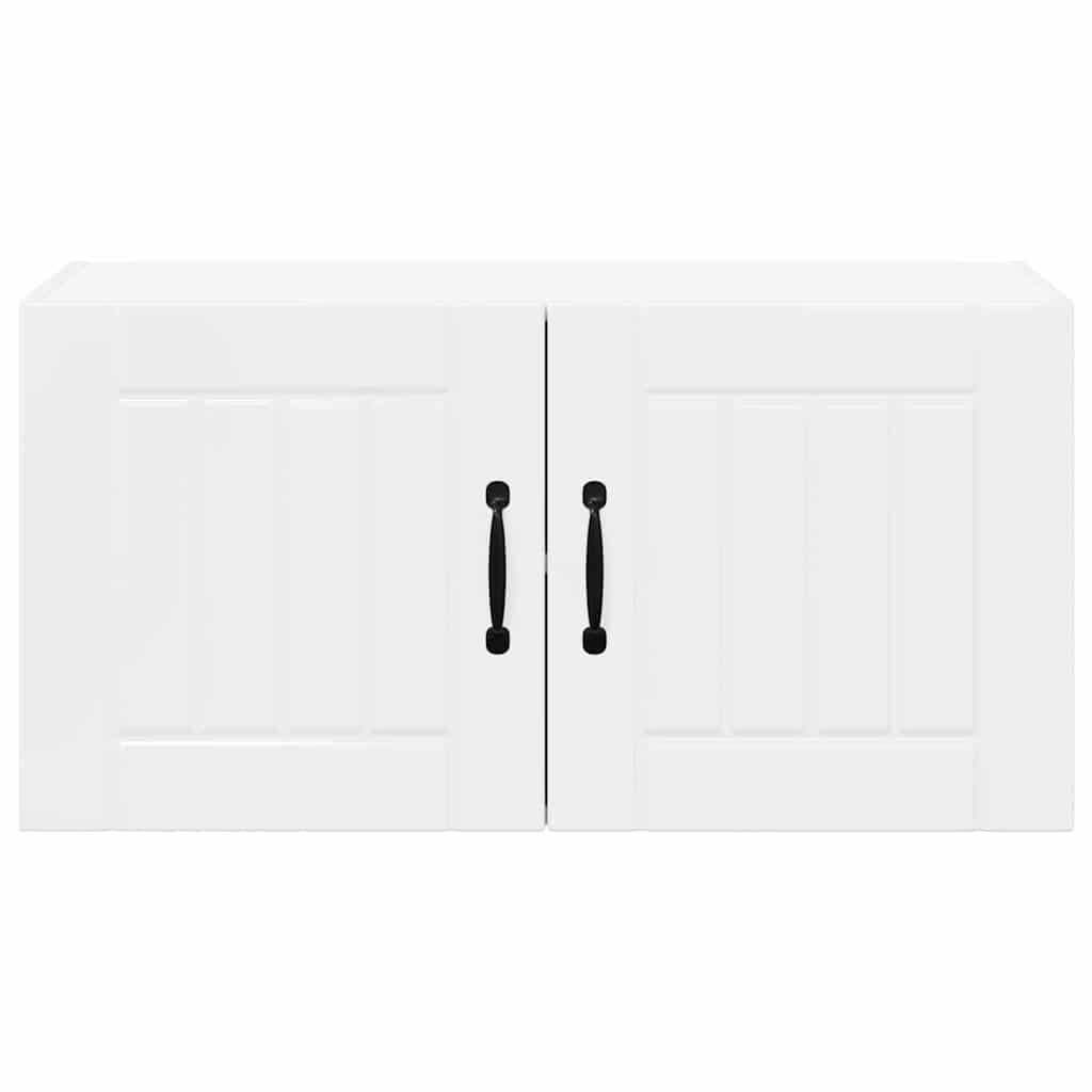 vidaXL Κρεμαστό ντουλάπι κουζίνας με ράφι Υψηλής γυαλάδας λευκό