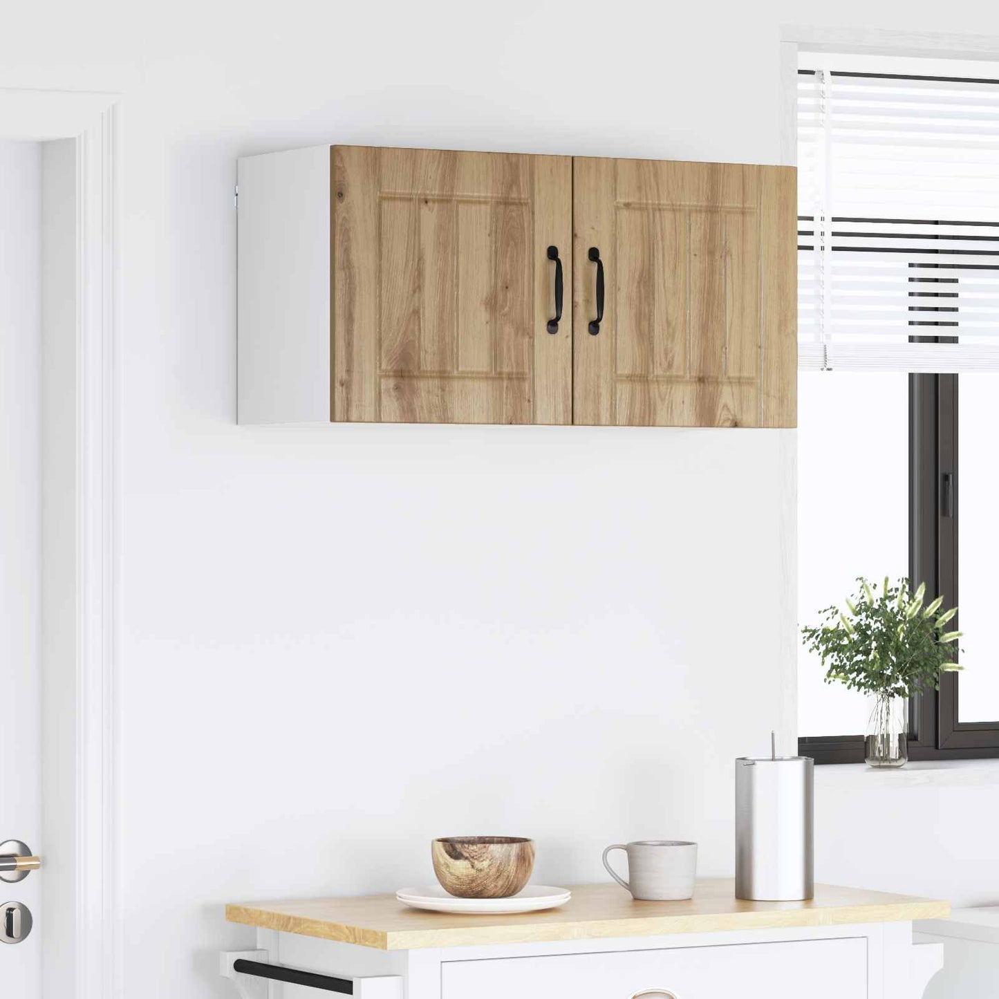 vidaXL Κρεμαστό ντουλάπι κουζίνας με ράφι Artisan Oak 80 x 31 x 40 εκ