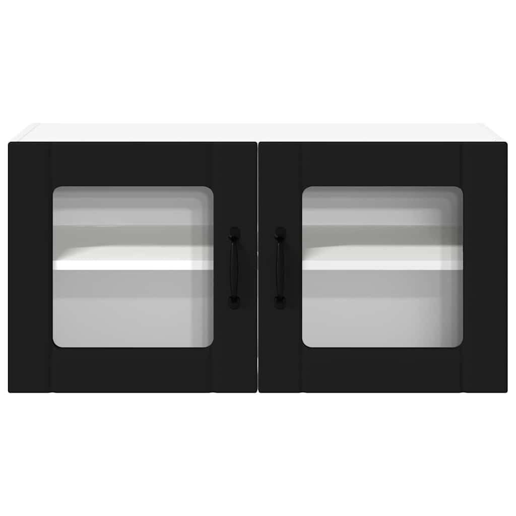 vidaXL Κρεμαστό ντουλάπι κουζίνας με ράφι Μαύρο 80 x 31 x 40 εκ