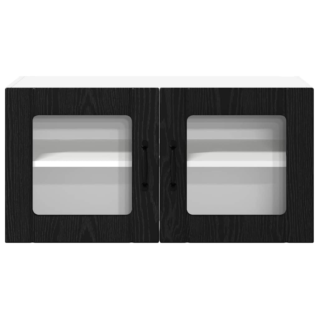 vidaXL Κρεμαστό ντουλάπι κουζίνας με ράφι Μαύρη Οξυά 80 x 31 x 40 εκ