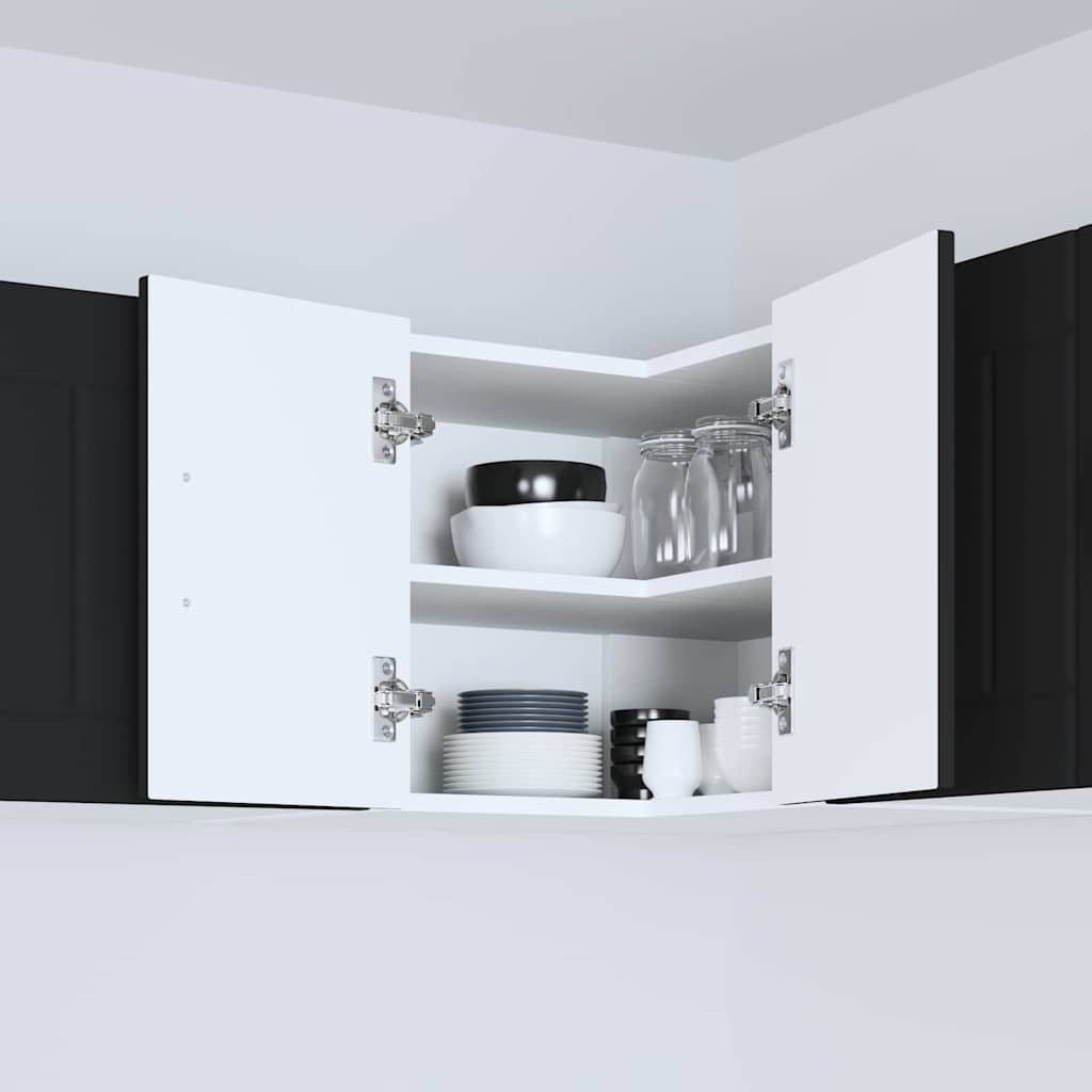 vidaXL Κρεμαστό ντουλάπι κουζίνας με ράφι Μαύρο 57 x 57 x 40 εκ.