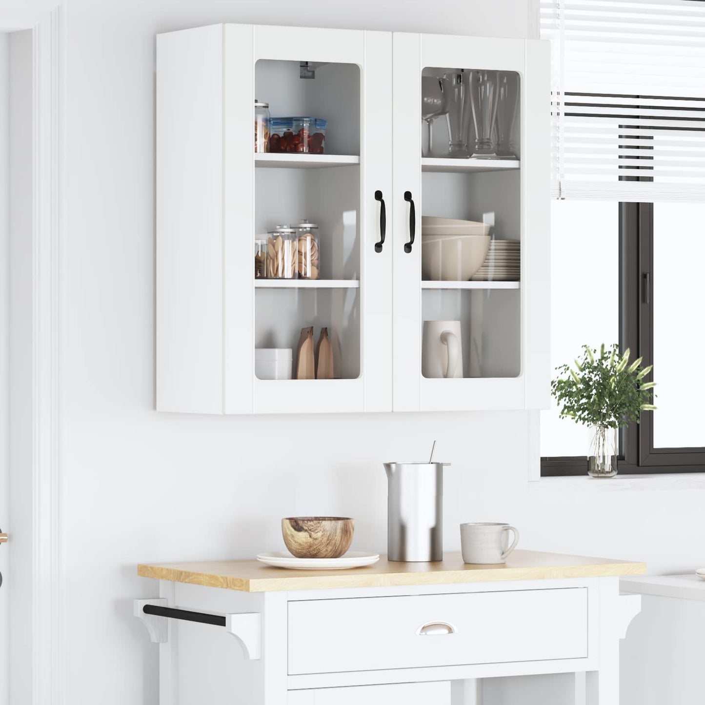 vidaXL Κρεμαστό ντουλάπι κουζίνας με ράφι 2 pcs Λευκό 40 x 31 x 80 εκ.
