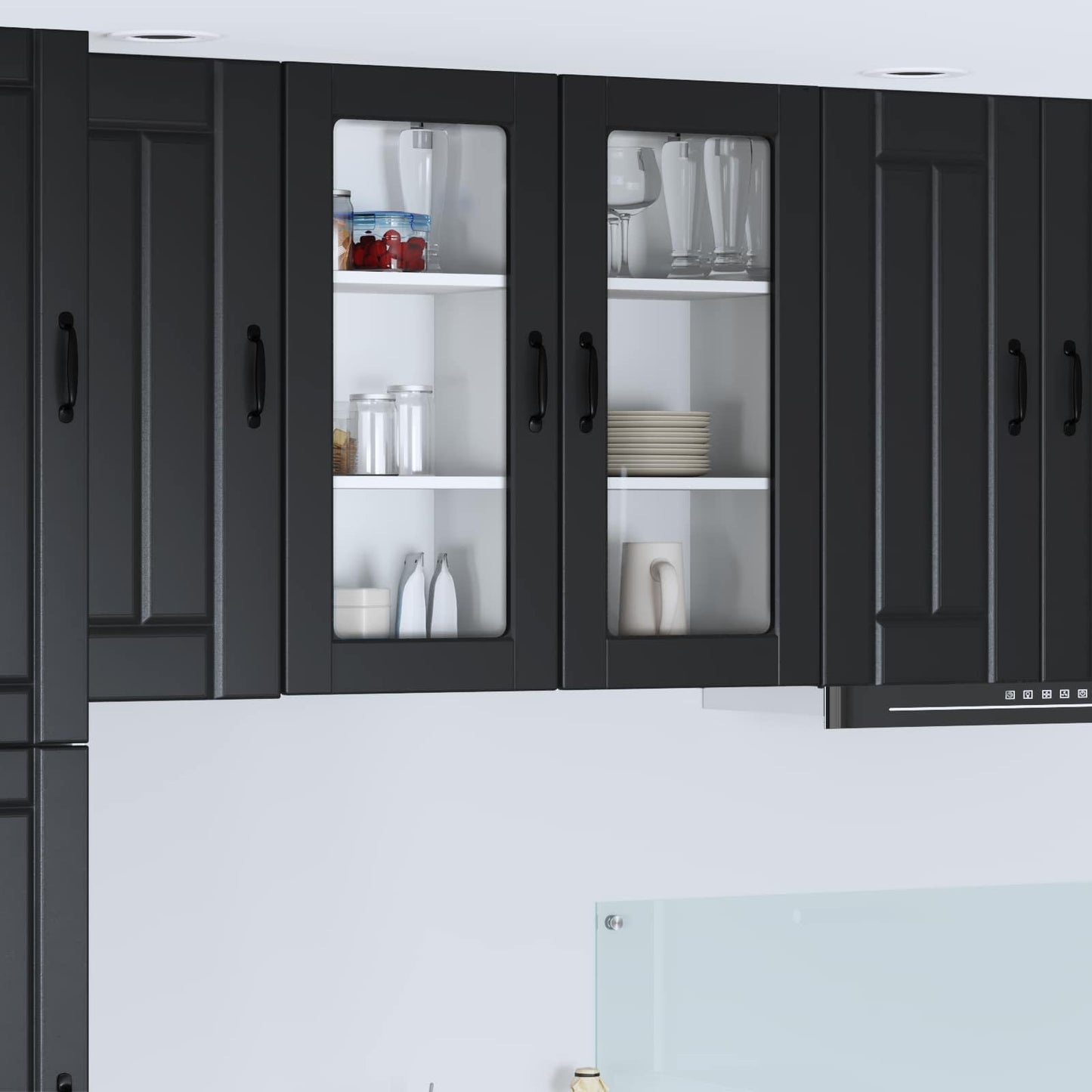 vidaXL Κρεμαστό ντουλάπι κουζίνας με ράφι 2 pcs Μαύρο 40 x 31 x 80 εκ.