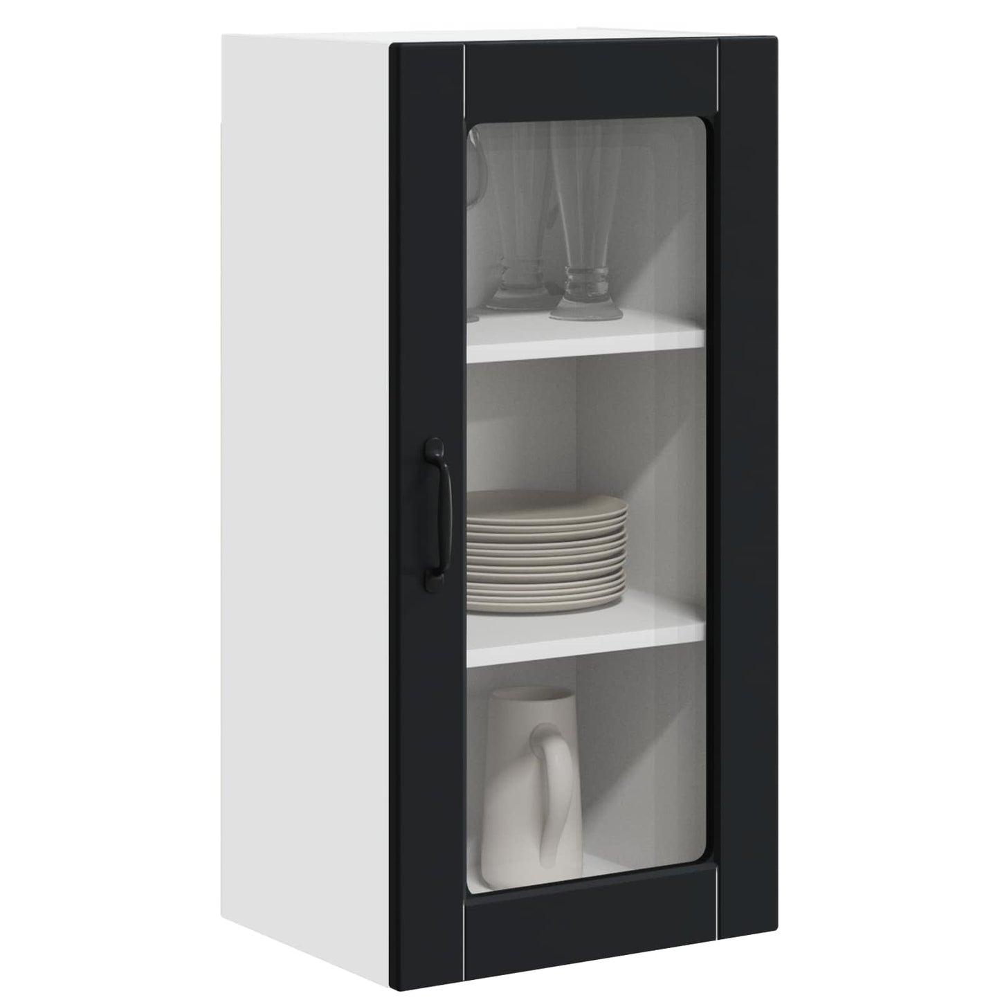 vidaXL Κρεμαστό ντουλάπι κουζίνας με ράφι 2 pcs Μαύρο 40 x 31 x 80 εκ.