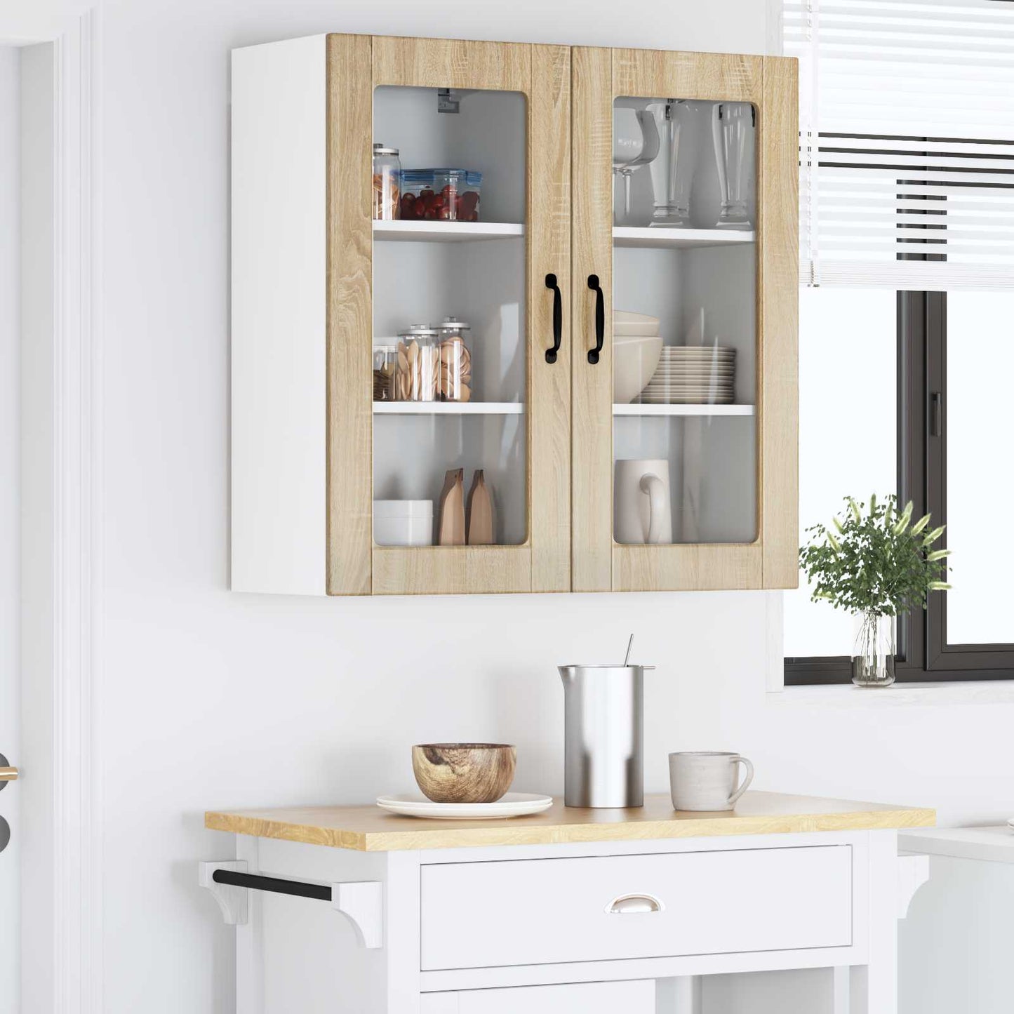 vidaXL Κρεμαστό ντουλάπι κουζίνας 2 pcs Δρύς Sonoma 40 x 31 x 80 εκ.