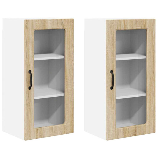 vidaXL Κρεμαστό ντουλάπι κουζίνας 2 pcs Δρύς Sonoma 40 x 31 x 80 εκ.