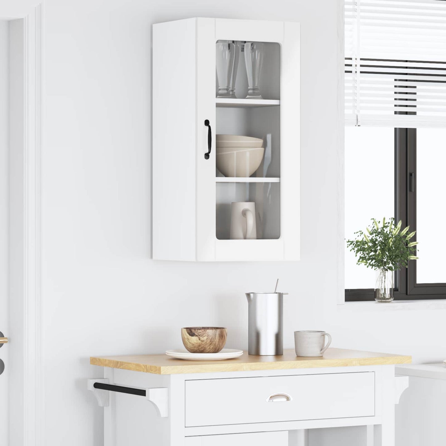 vidaXL Ραφιέρα τοίχου LUCCA Γυαλιστερό Λευκό 40 x 31 x 80 εκ.