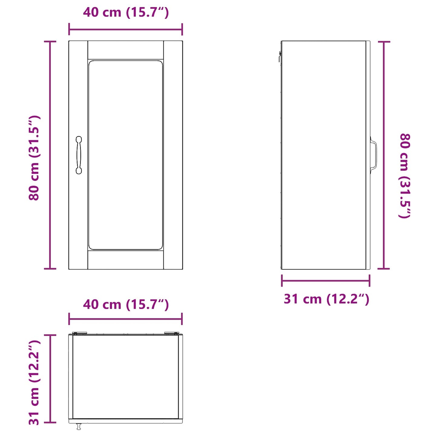vidaXL Ραφιέρα τοίχου LUCCA Καφέ Ξύλο Δρυός 40 x 31 x 80 εκ.