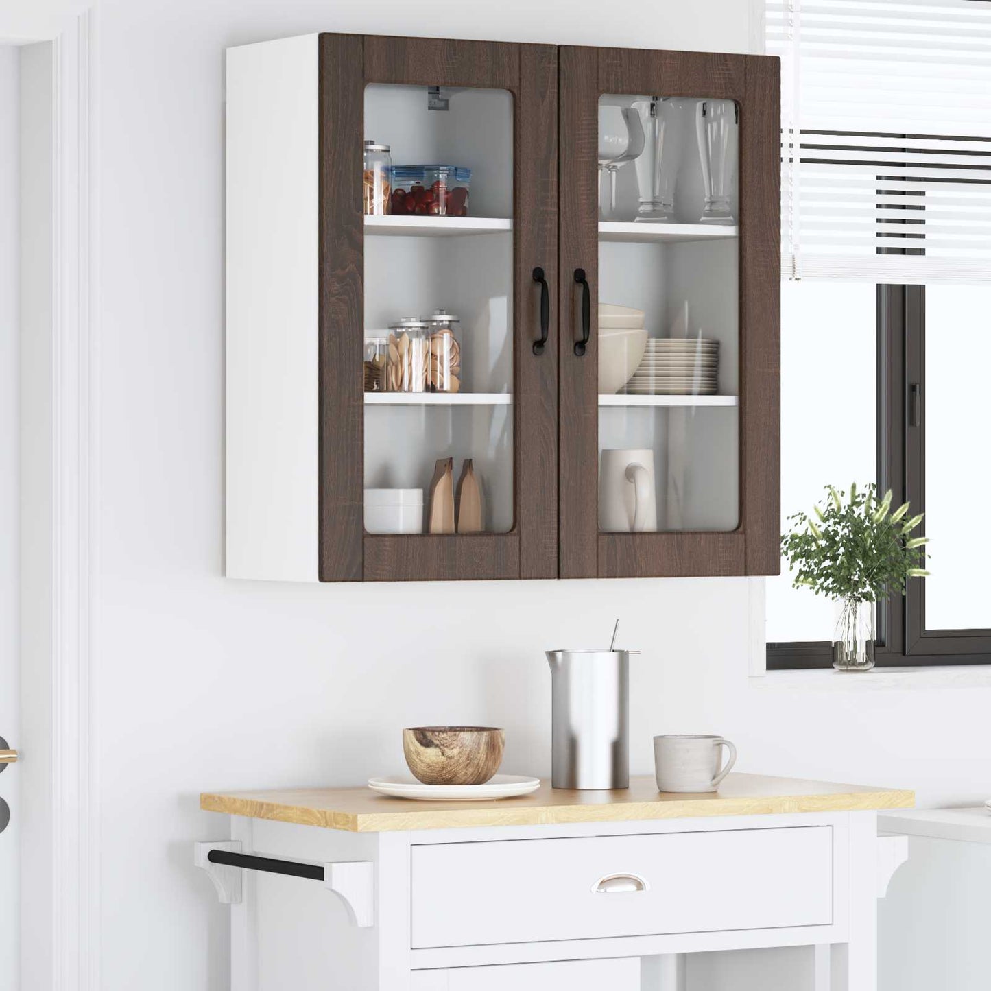 vidaXL Ραφιέρα τοίχου LUCCA 2 pcs Καφέ Ξύλο Δρυός 40 x 31 x 80 εκ.