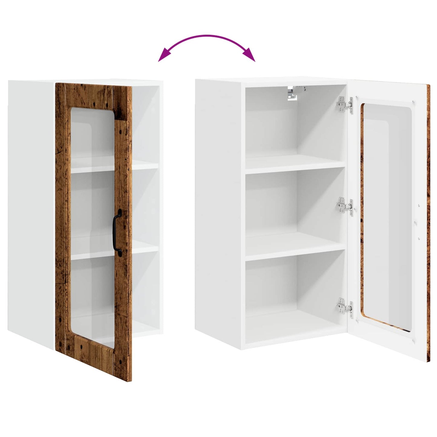 vidaXL Ραφιέρα τοίχου LUCCA 2 pcs Παλαιωμένο ξύλο 40 x 31 x 80 εκ.