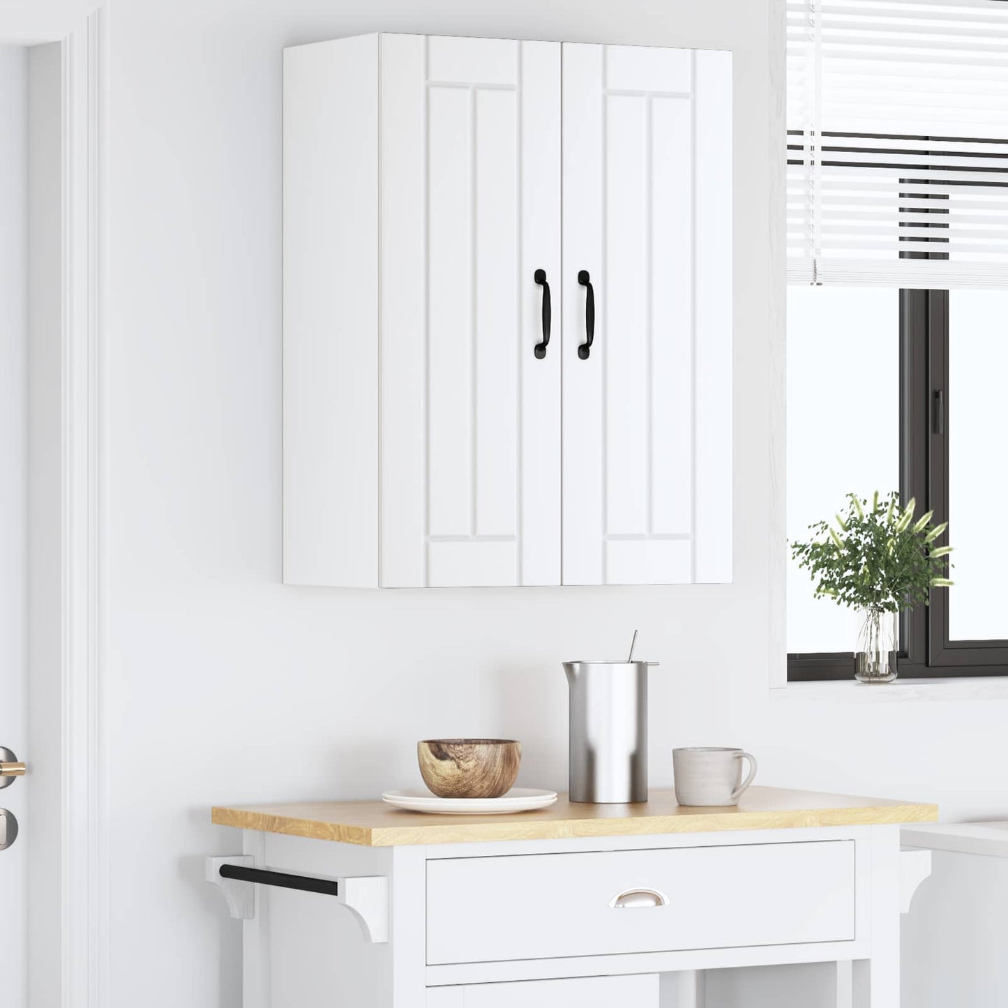vidaXL Κρεμαστό ντουλάπι κουζίνας με ράφι 2 pcs Λευκό 30 x 31 x 80 εκ.