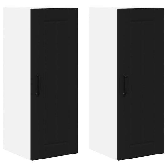 vidaXL Κρεμαστό ντουλάπι κουζίνας με ράφι 2 pcs Μαύρο 30 x 31 x 80 εκ.