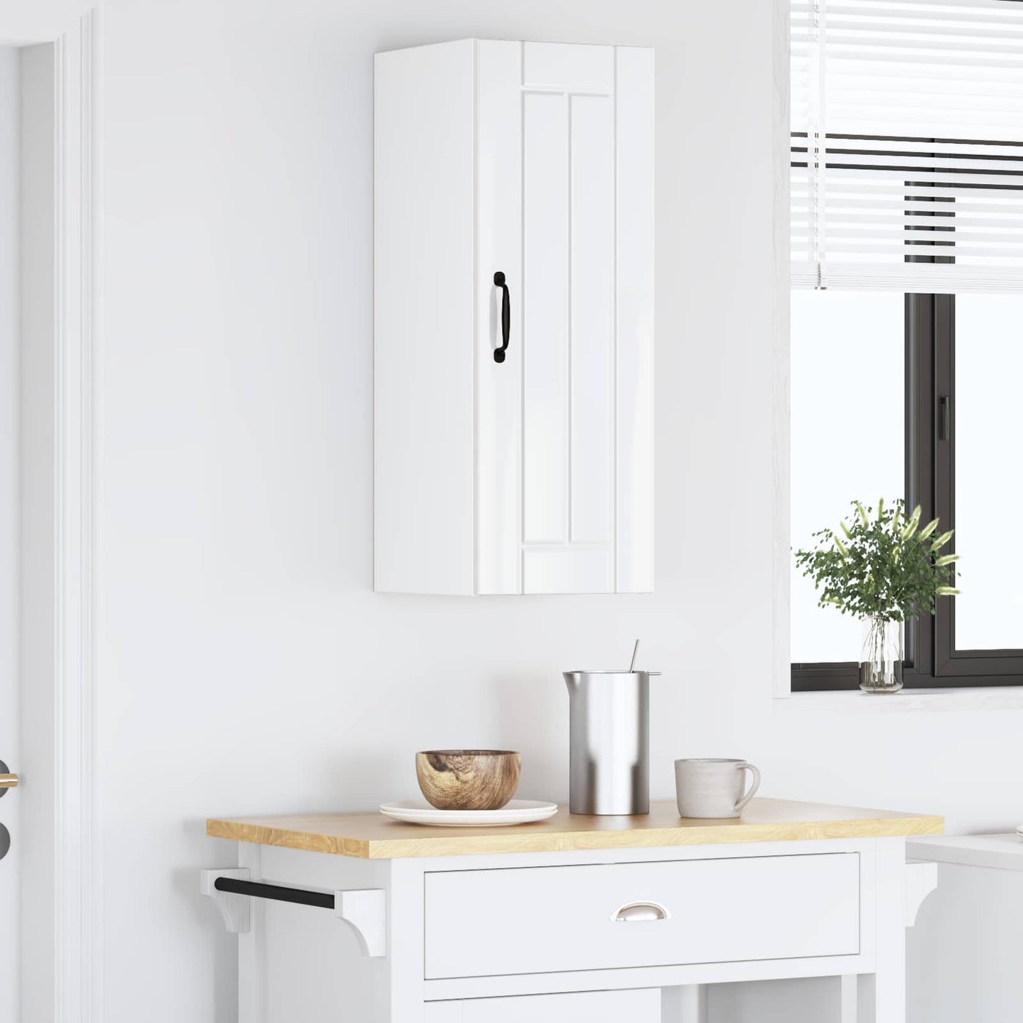 vidaXL Ντουλάπα Τοίχου LUCCA Γυαλιστερό Λευκό 30 x 31 x 80 εκ.