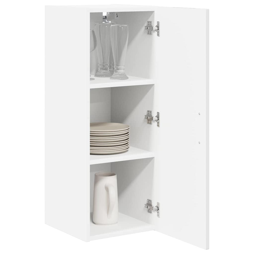 vidaXL Κρεμαστό ντουλάπι κουζίνας με ράφι 2 pcs Υψηλής γυαλάδας λευκό