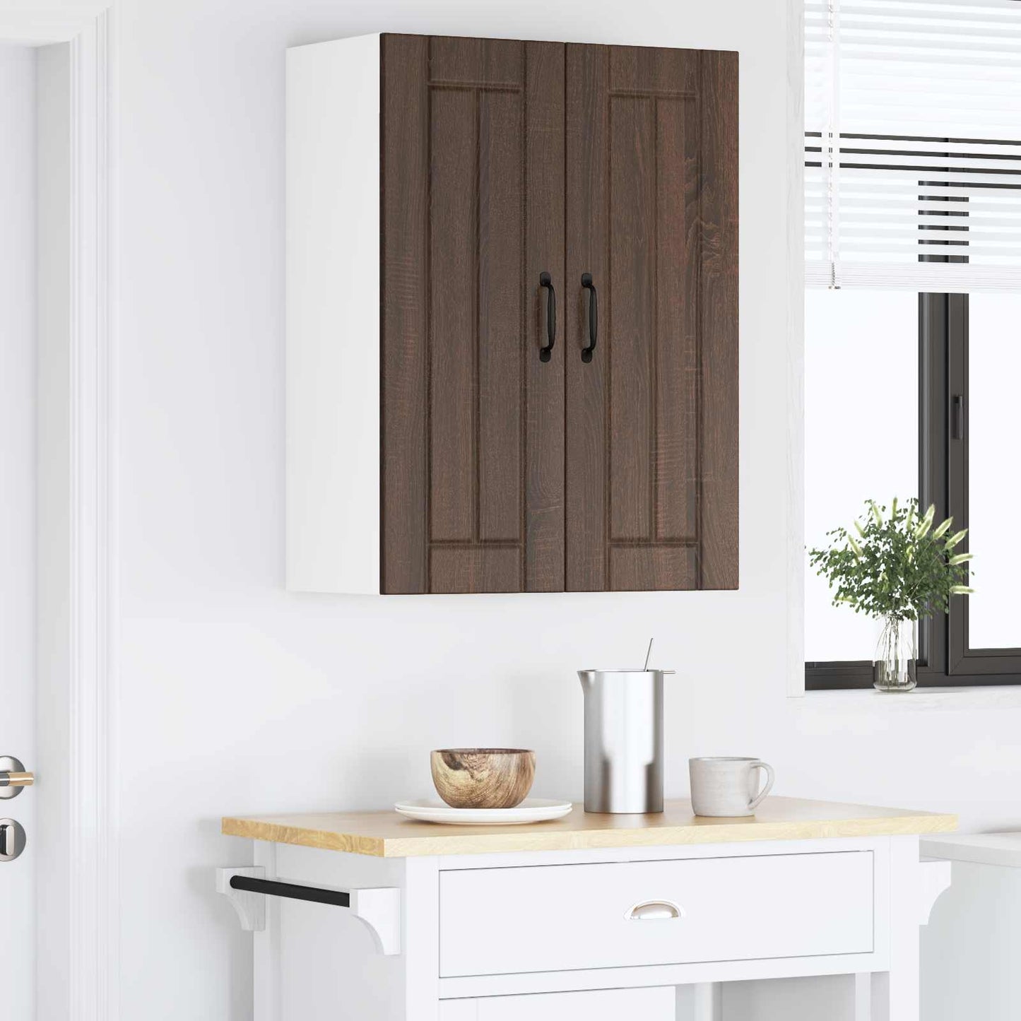 vidaXL Ραφιέρα τοίχου LUCCA Καφέ Ξύλο Δρυός 60 x 31 x 80 εκ.