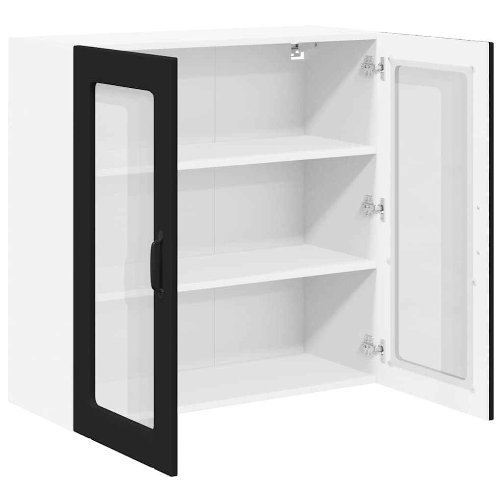 vidaXL Κρεμαστό ντουλάπι κουζίνας με ράφι Μαύρο 80 x 31 x 80 εκ.