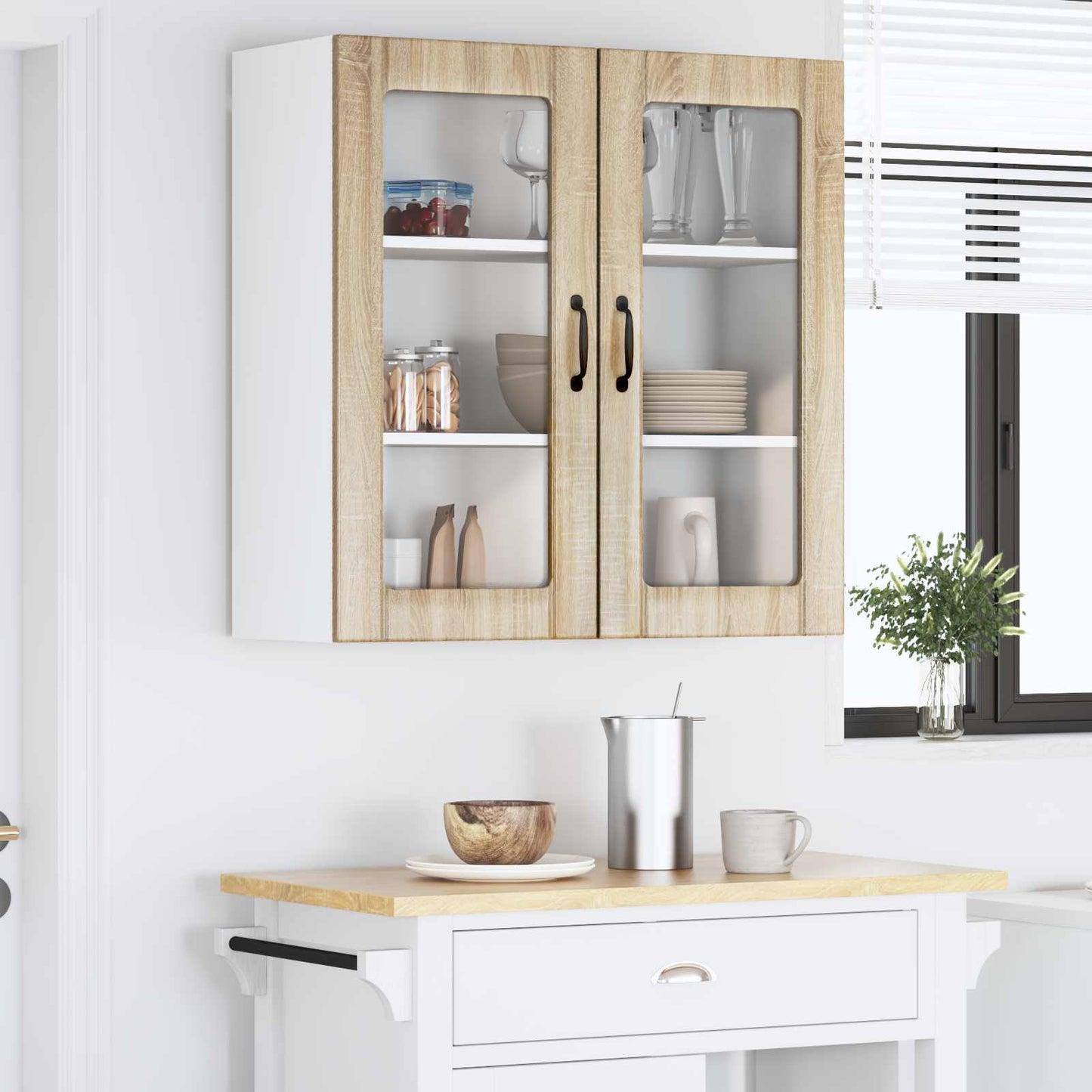 vidaXL Κρεμαστό ντουλάπι κουζίνας με ράφι Δρύς Sonoma 80 x 31 x 80 εκ.