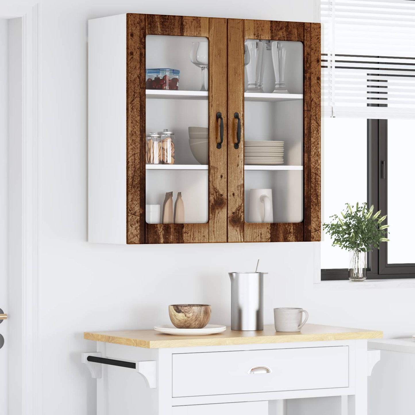 vidaXL Ραφιέρα τοίχου LUCCA Παλαιωμένο ξύλο 80 x 31 x 80 εκ.