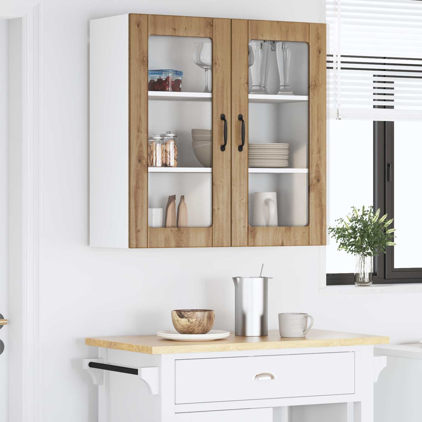 vidaXL Κρεμαστό ντουλάπι κουζίνας με ράφι Artisan Oak 80 x 31 x 80 εκ.