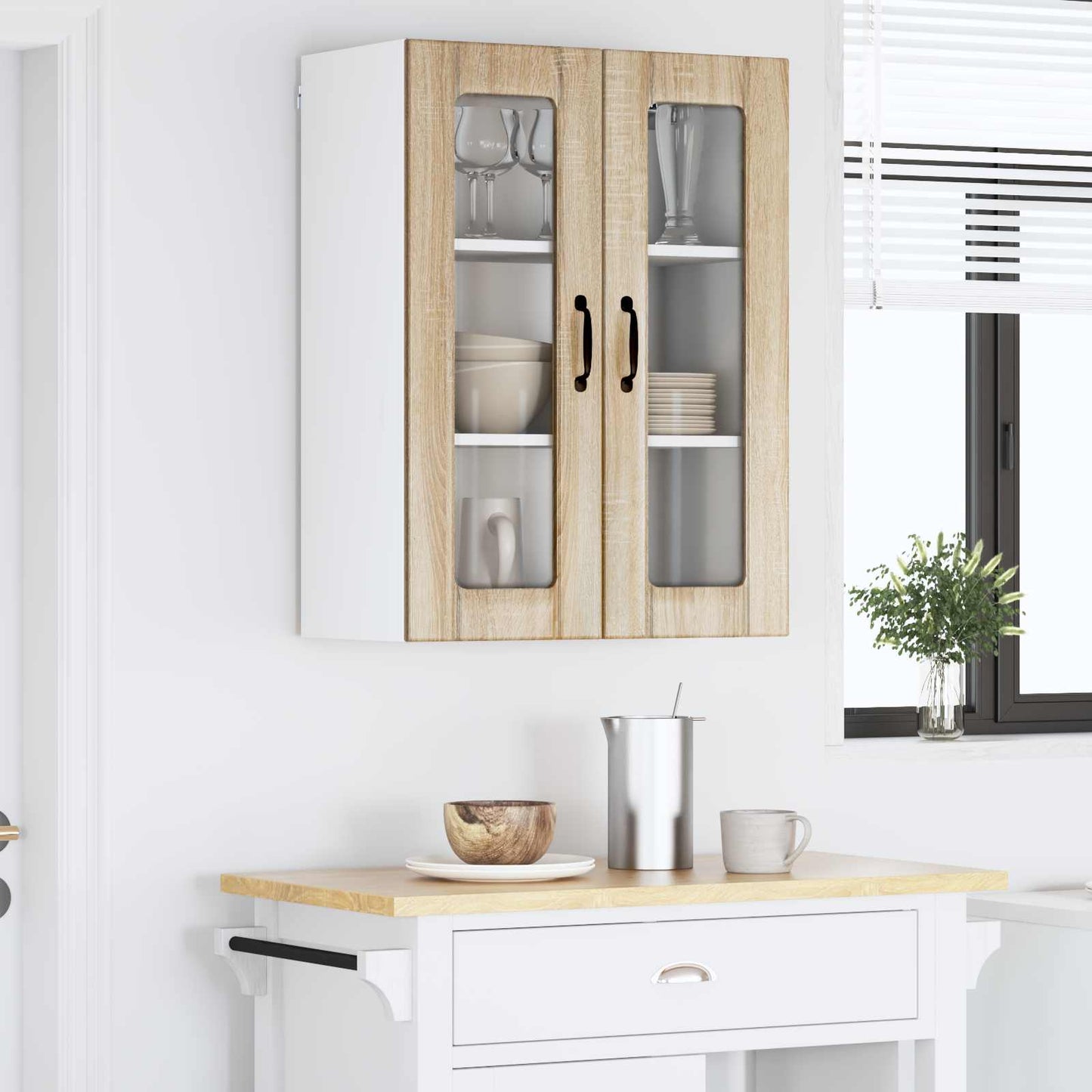 vidaXL Κρεμαστό ντουλάπι κουζίνας με ράφι Δρύς Sonoma 60 x 31 x 80 εκ.