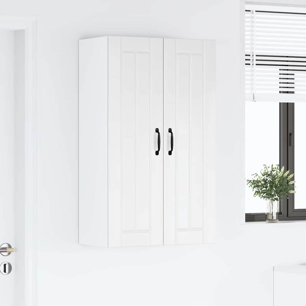 vidaXL Κρεμαστό ντουλάπι κουζίνας με ράφι Υψηλής γυαλάδας λευκό