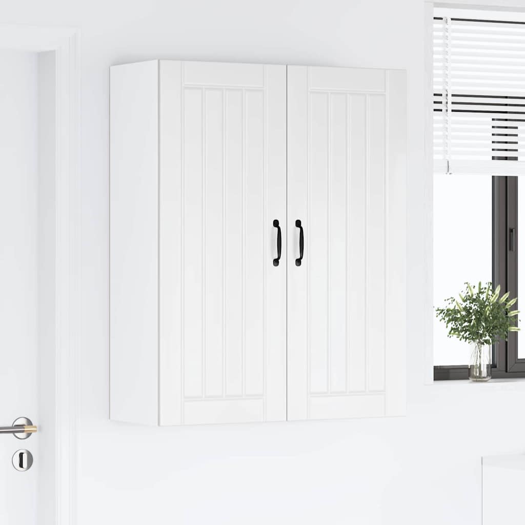 vidaXL Κρεμαστό ντουλάπι κουζίνας με ράφι Υψηλής γυαλάδας λευκό