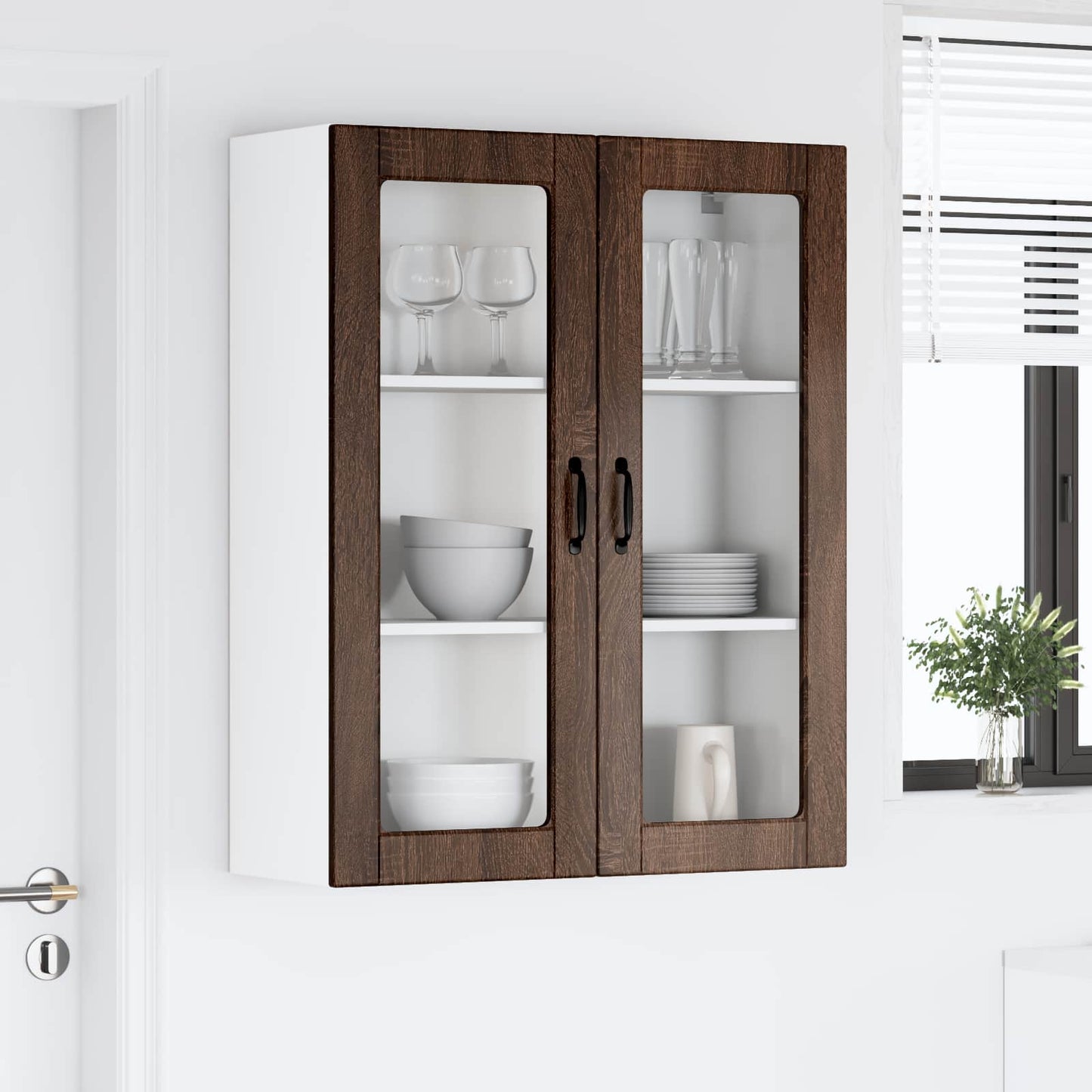 vidaXL Ραφιέρα τοίχου LUCCA Καφέ Ξύλο Δρυός 80 x 31 x 100 εκ.