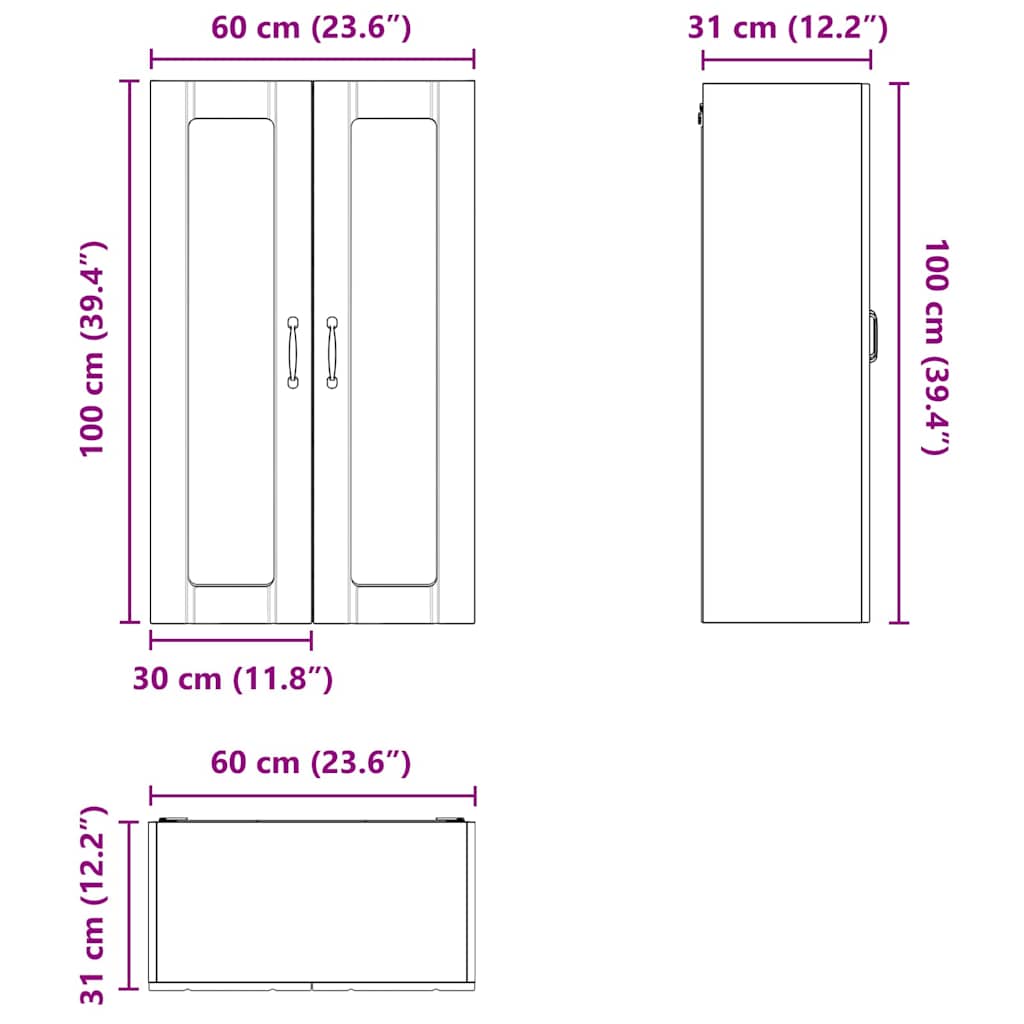 vidaXL Κρεμαστό ντουλάπι κουζίνας Δρύς Sonoma 60 x 31 x 100 εκ.