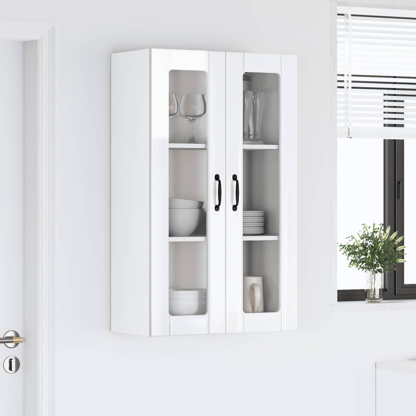 vidaXL Ραφιέρα τοίχου LUCCA Γυαλιστερό Λευκό 60 x 31 x 100 εκ.