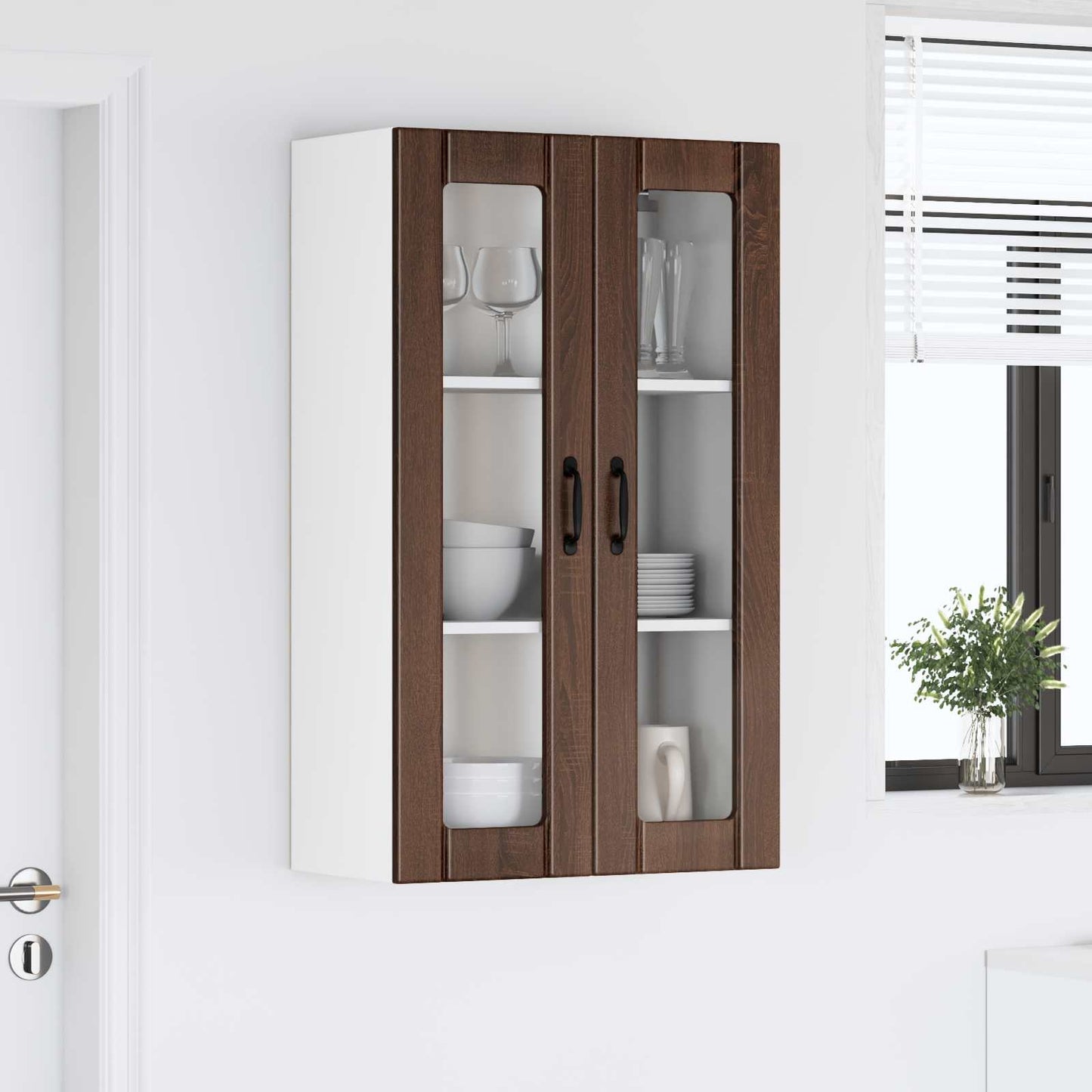 vidaXL Ραφιέρα τοίχου LUCCA Καφέ Ξύλο Δρυός 60 x 31 x 100 εκ.