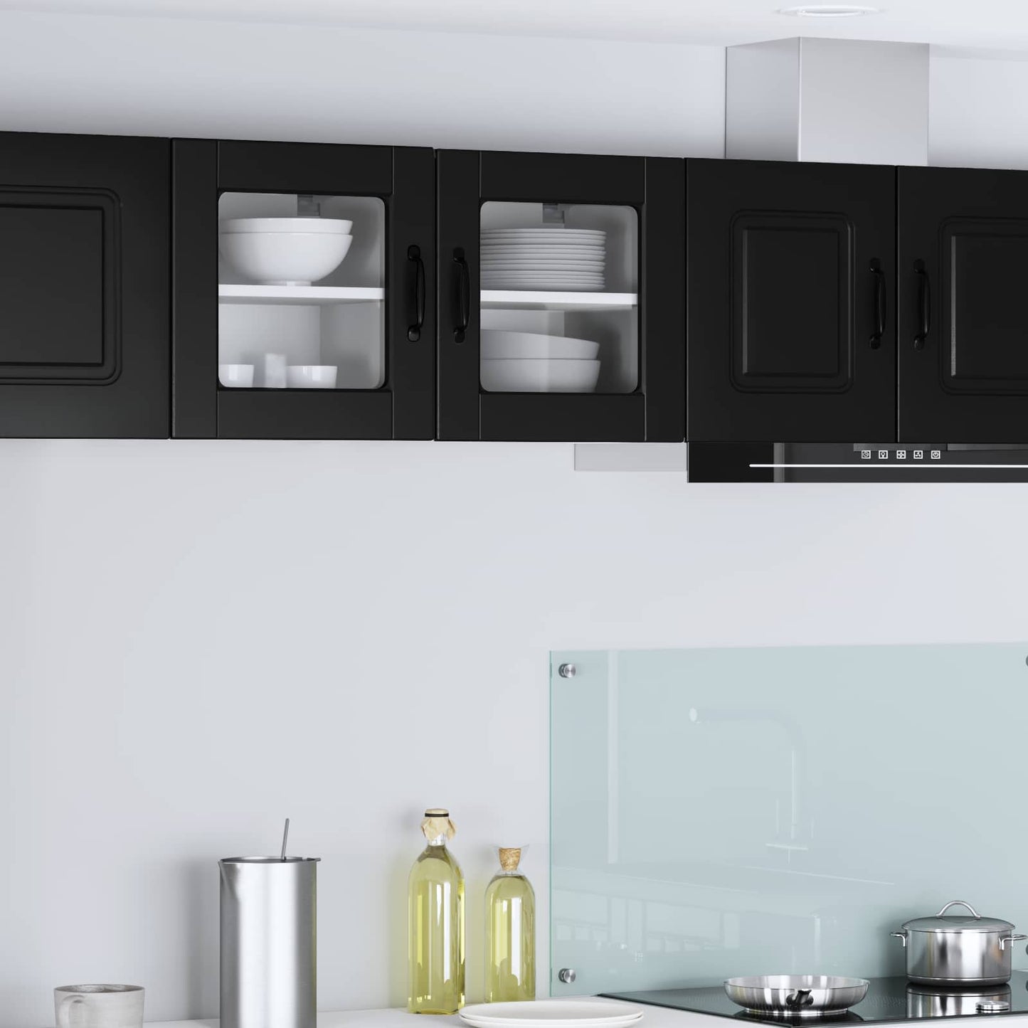 vidaXL Ντουλάπα Κουζίνας με ράφι με πόρτα 2 pcs Μαύρο 40 x 31 x 40 εκ.