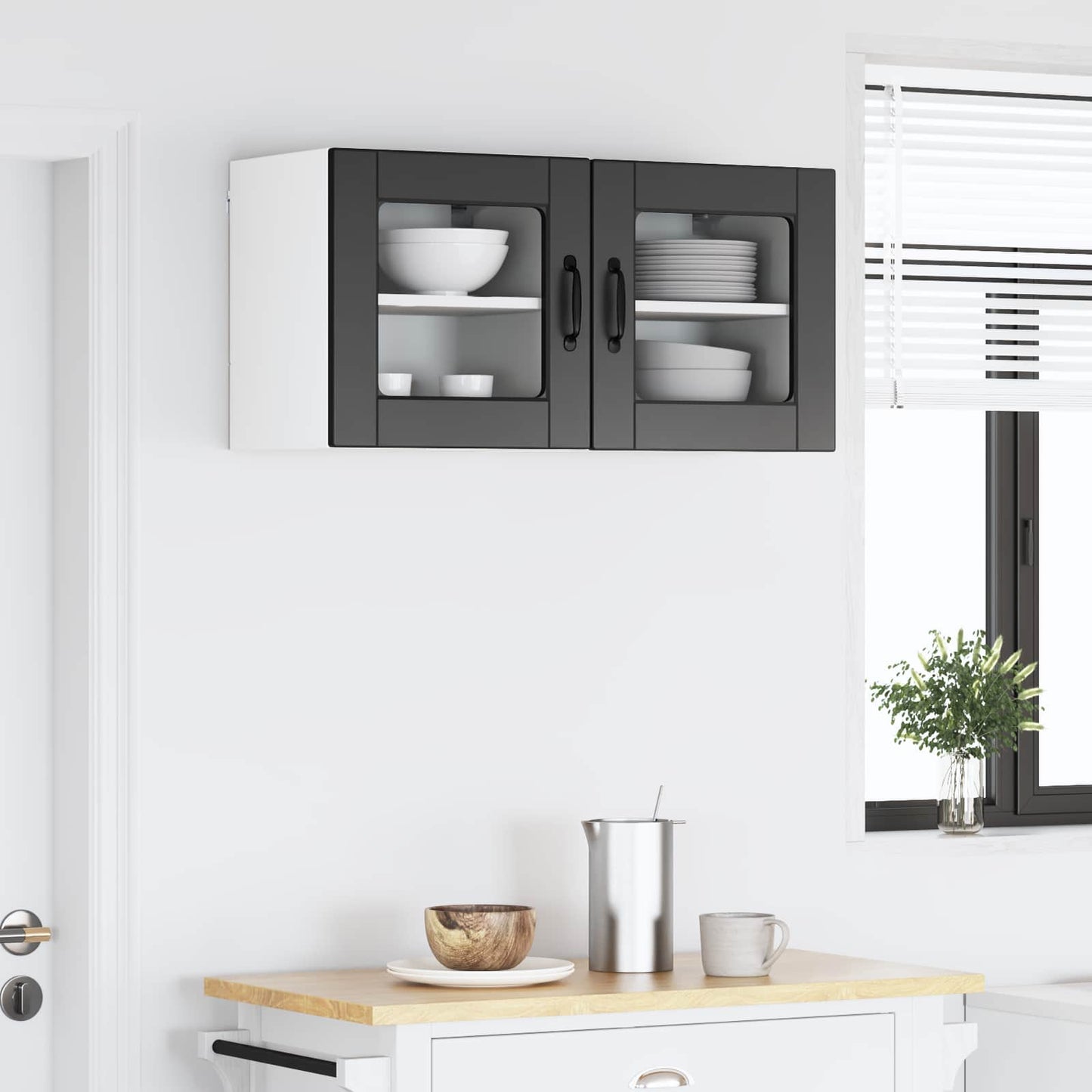 vidaXL Ντουλάπα Κουζίνας με ράφι με πόρτα 2 pcs Μαύρο 40 x 31 x 40 εκ.