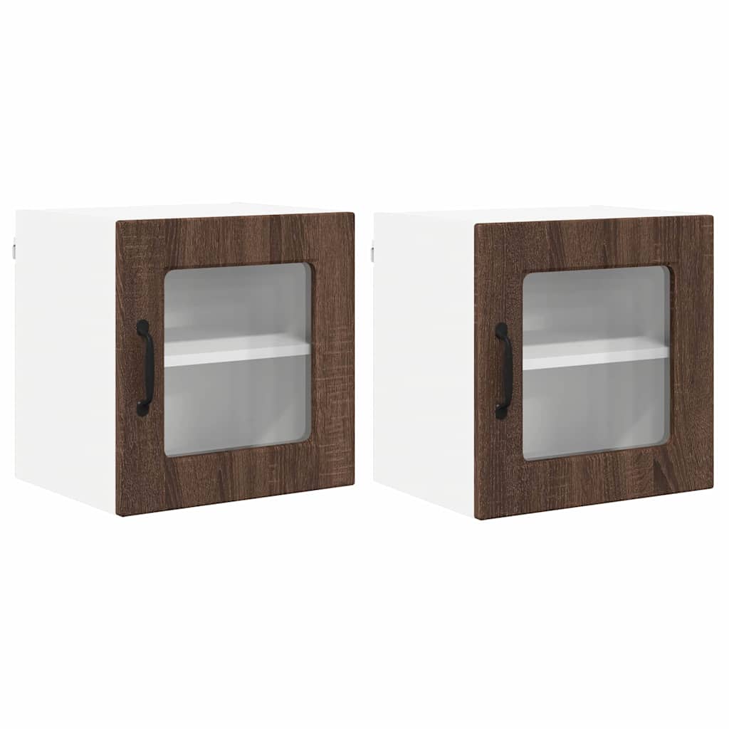 vidaXL Κρεμαστό ντουλάπι κουζίνας 2 pcs Καφέ δρυς 40 x 31 x 40 εκ.