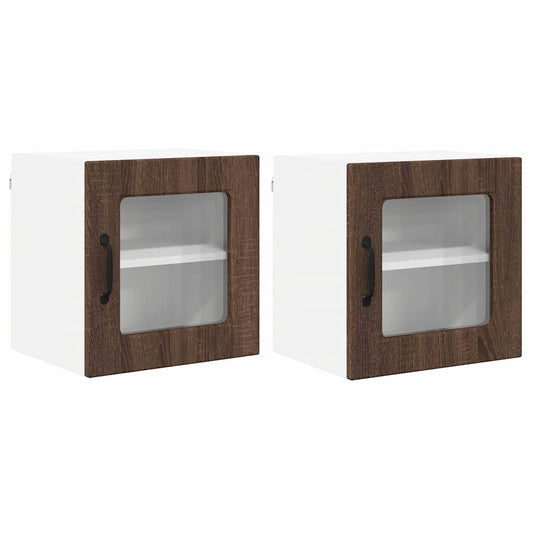 vidaXL Κρεμαστό ντουλάπι κουζίνας 2 pcs Καφέ δρυς 40 x 31 x 40 εκ.