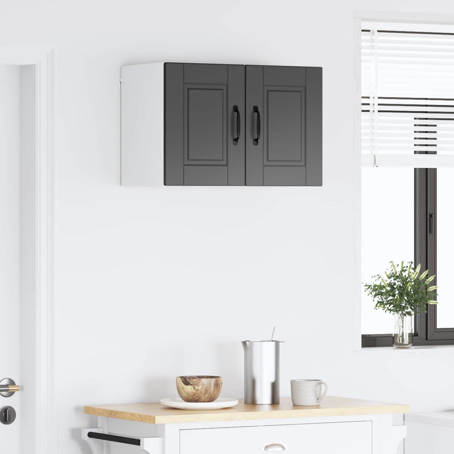 vidaXL Ντουλάπα Κουζίνας με ράφι με πόρτα 2 pcs Μαύρο 30 x 31 x 40 εκ.