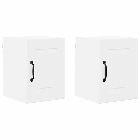 vidaXL Κρεμαστό ντουλάπι κουζίνας με ράφι 2 pcs Υψηλής γυαλάδας λευκό