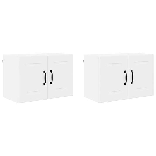 vidaXL Κρεμαστό ντουλάπι κουζίνας με ράφι 2 pcs Υψηλής γυαλάδας λευκό