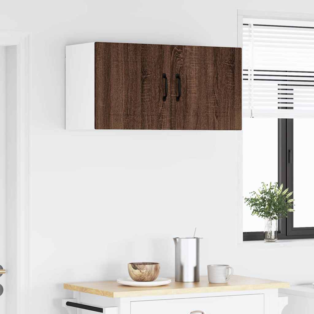 vidaXL Κρεμαστό ντουλάπι κουζίνας με ράφι Καφέ δρυς 80 x 31 x 40 εκ