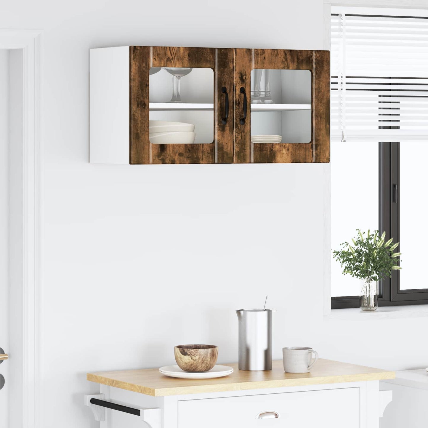 vidaXL Ραφιέρα τοίχου PORTO Καπνιστό Δρύς 80 x 31 x 40 εκ